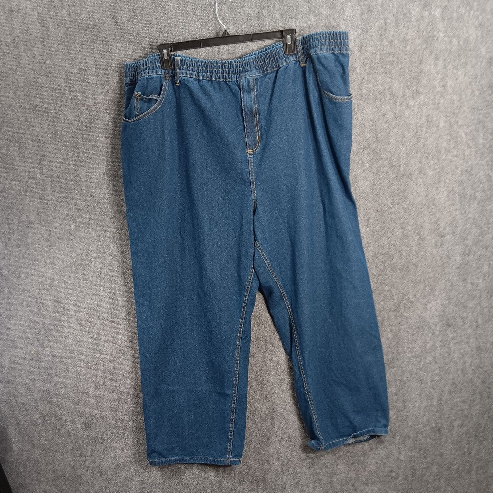 King Size Jeans Womens 4XL 38 Blue Denim Dark Wash Straight Leg Elastic Waist